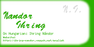 nandor ihring business card